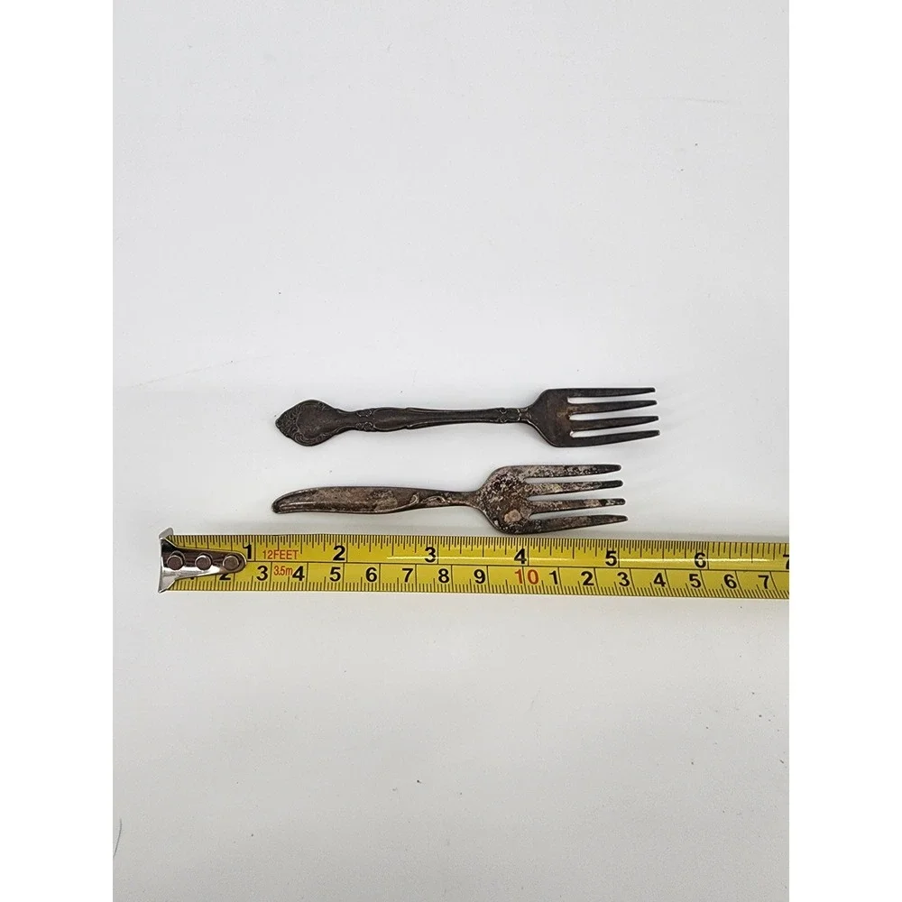 Vintage Ornate Silverplate Forks Set of 2 Heavily Tarnished‎ Patina